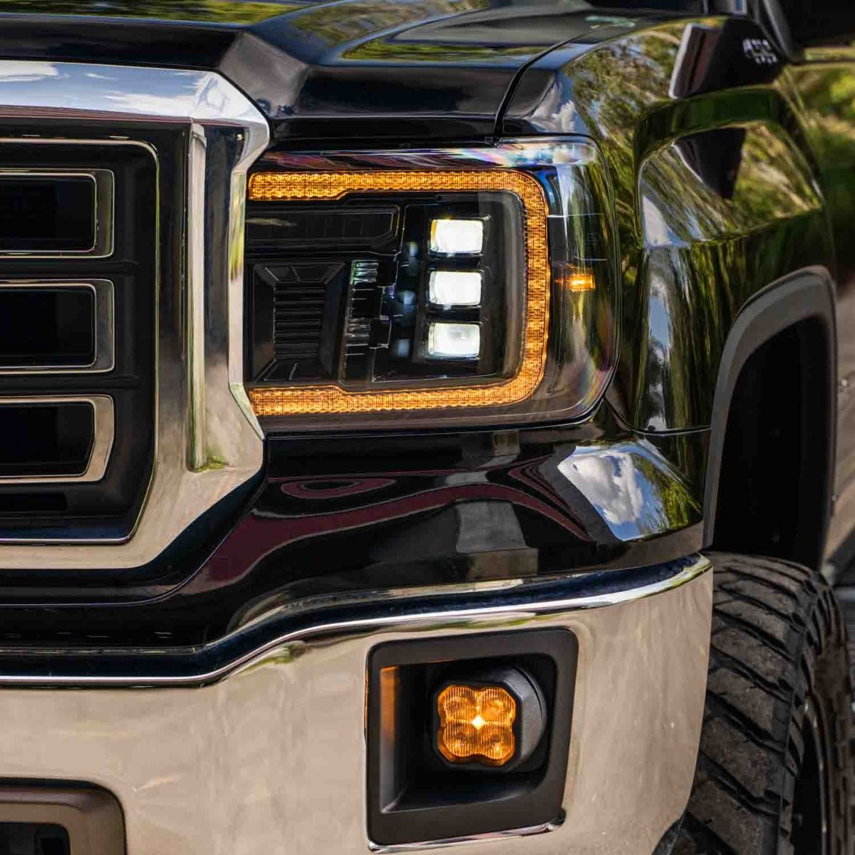 2014-2018 GMC Sierra 1500 LED Projector Headlights with Amber DRL (pair) -2