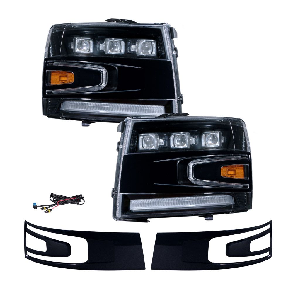 Black Halogen Headlight Assembly Pair For 2007-2013 Chevy Silverado 1500 2500HD – W/ Bulbs & DOT/SAE Certified