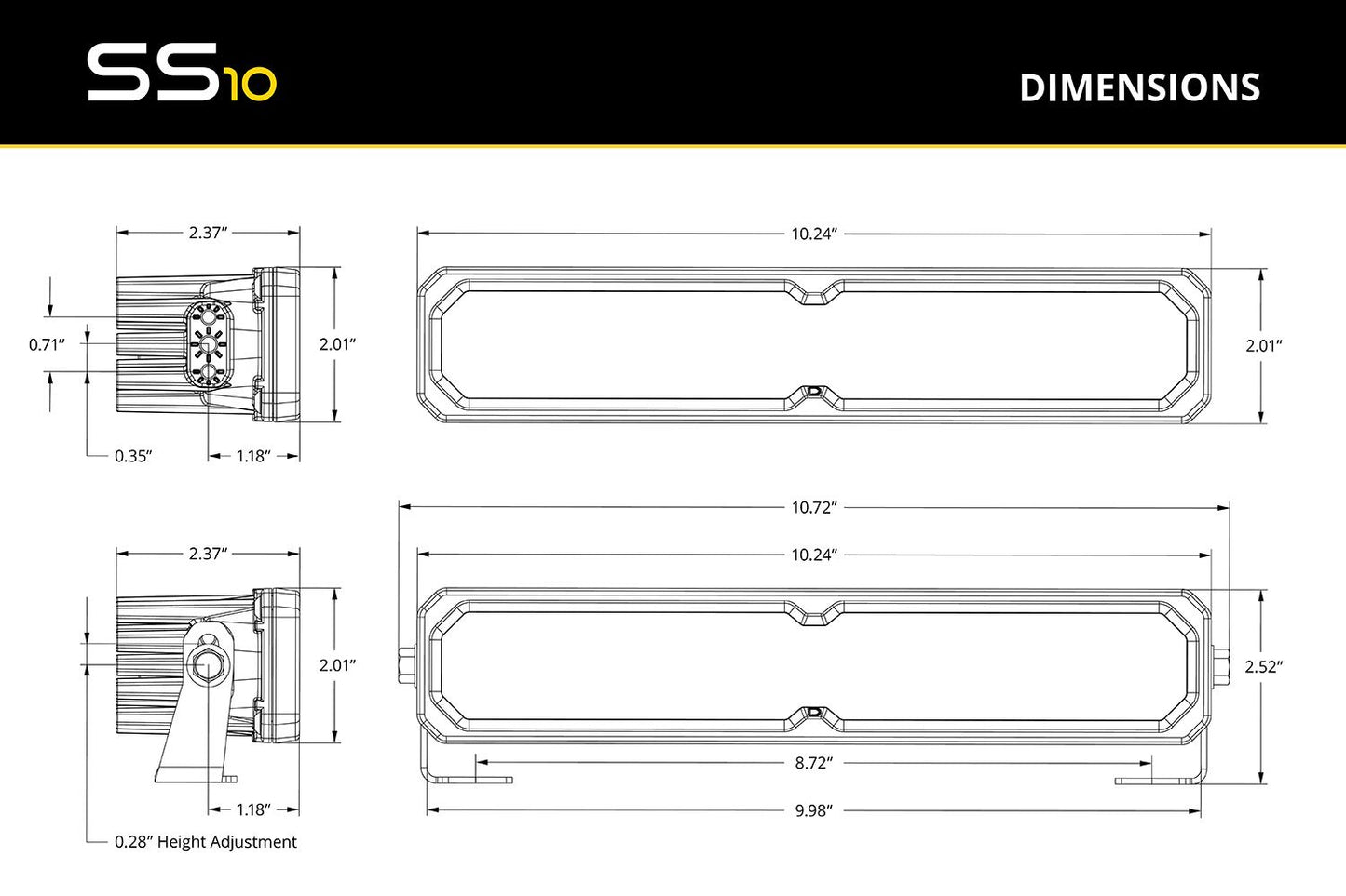 SS10 SAE/DOT White LED Light Bar (one)