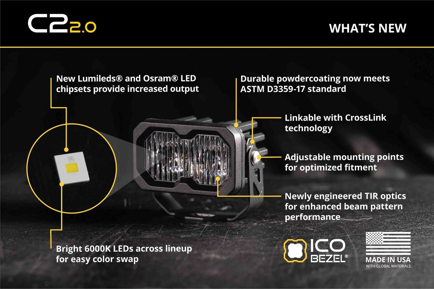 C2 2.0 SAE/DOT White Pro Standard LED Pod (pair)