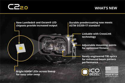 C2 2.0 SAE/DOT White Pro Standard LED Pod (pair)